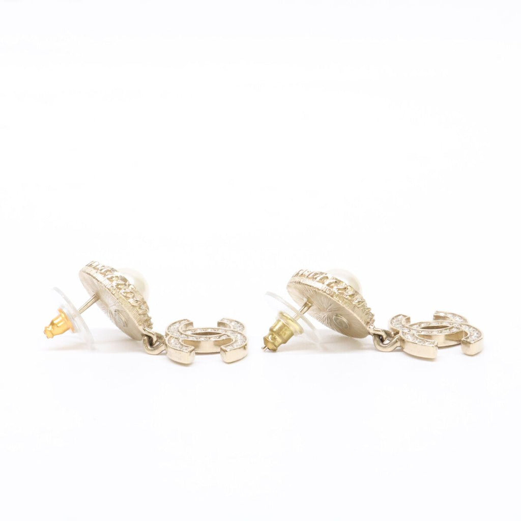 Chanel CC Logo Imitation Pearl Rhinestone Earring — view 4