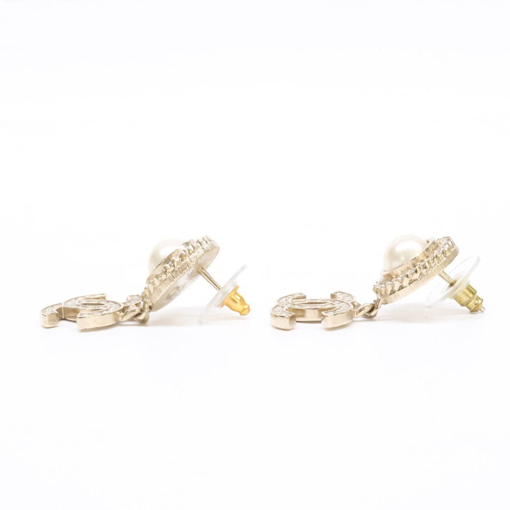 Chanel CC Logo Imitation Pearl Rhinestone Earring — view 2
