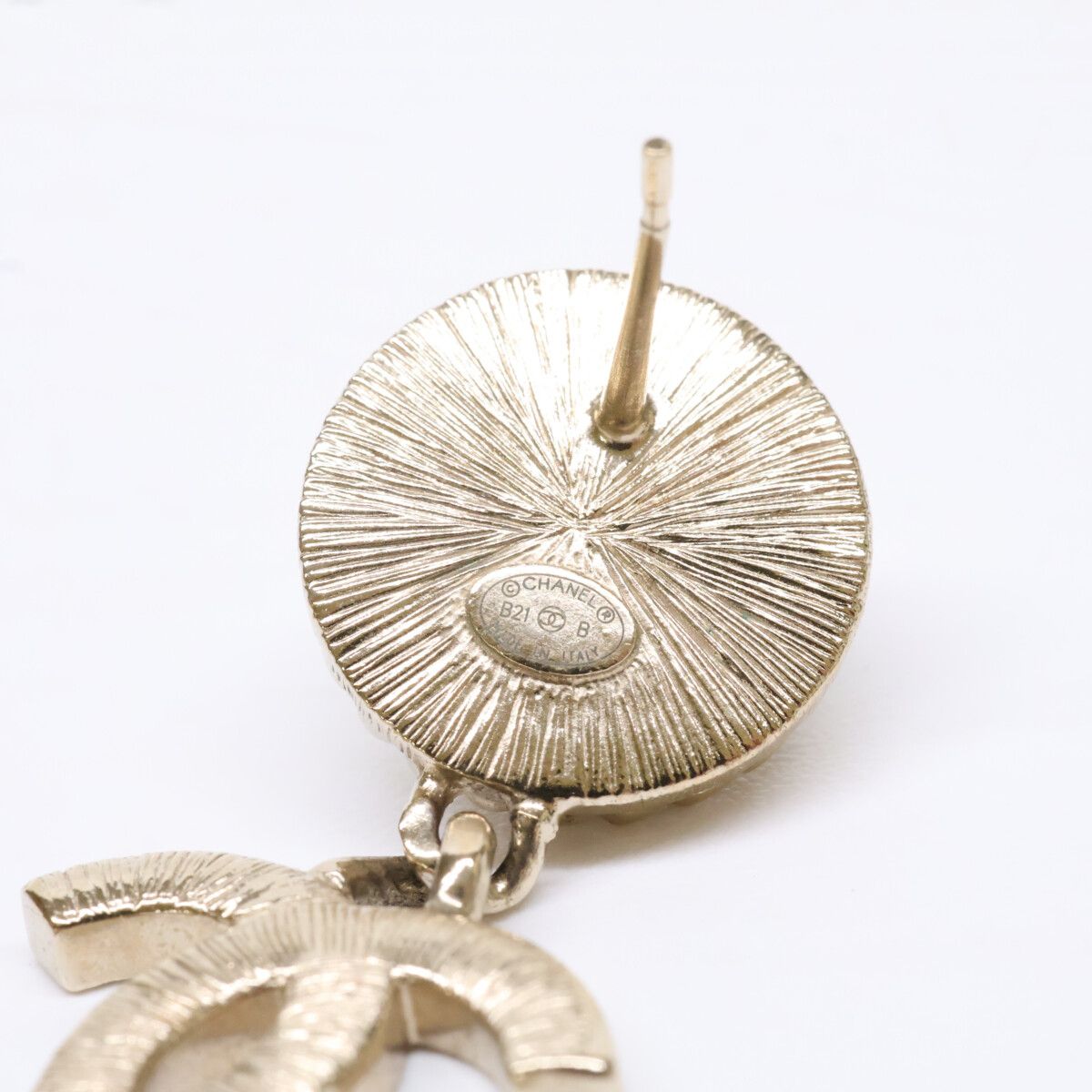 Chanel CC Logo Imitation Pearl Rhinestone Earring — view 8