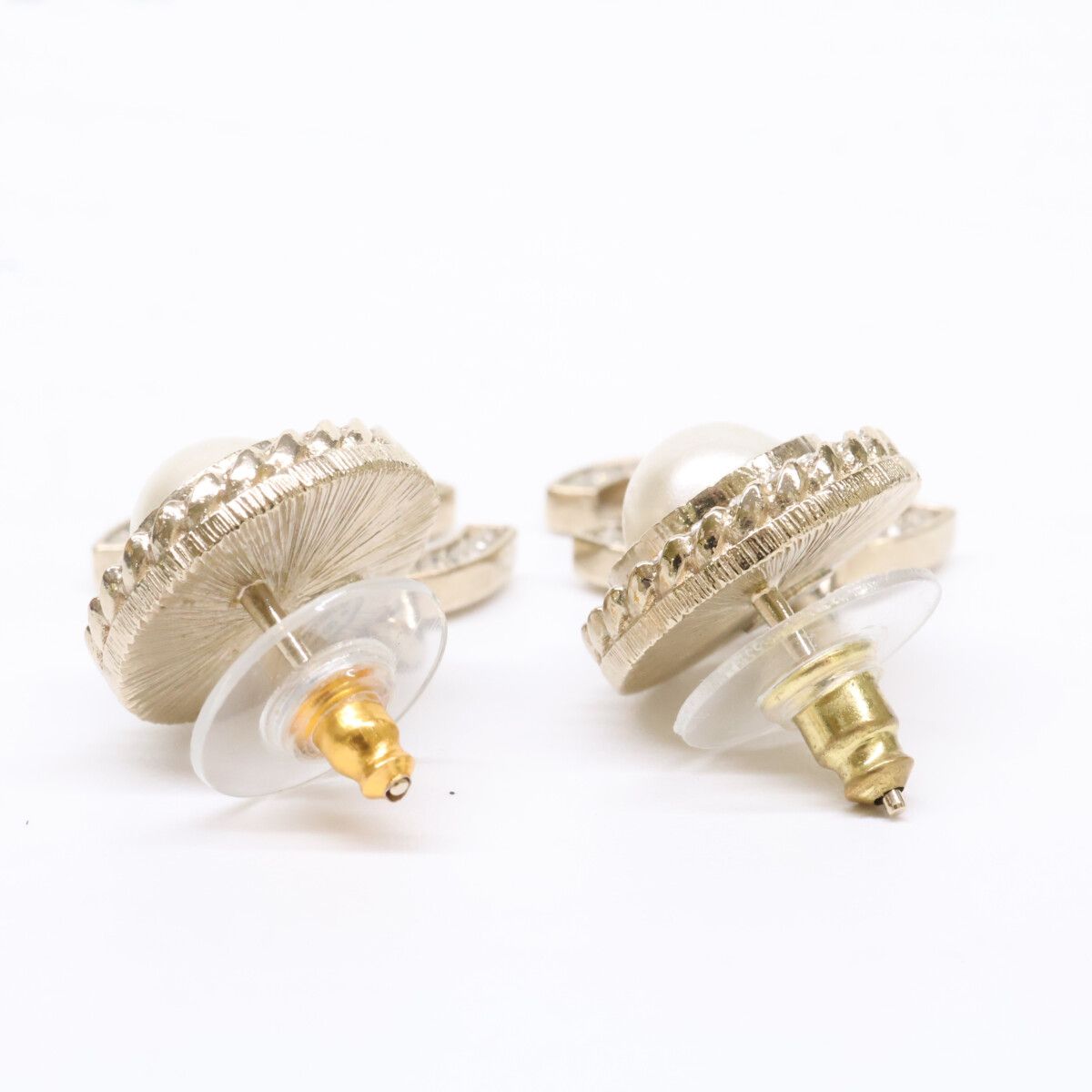 Chanel CC Logo Imitation Pearl Rhinestone Earring — view 5