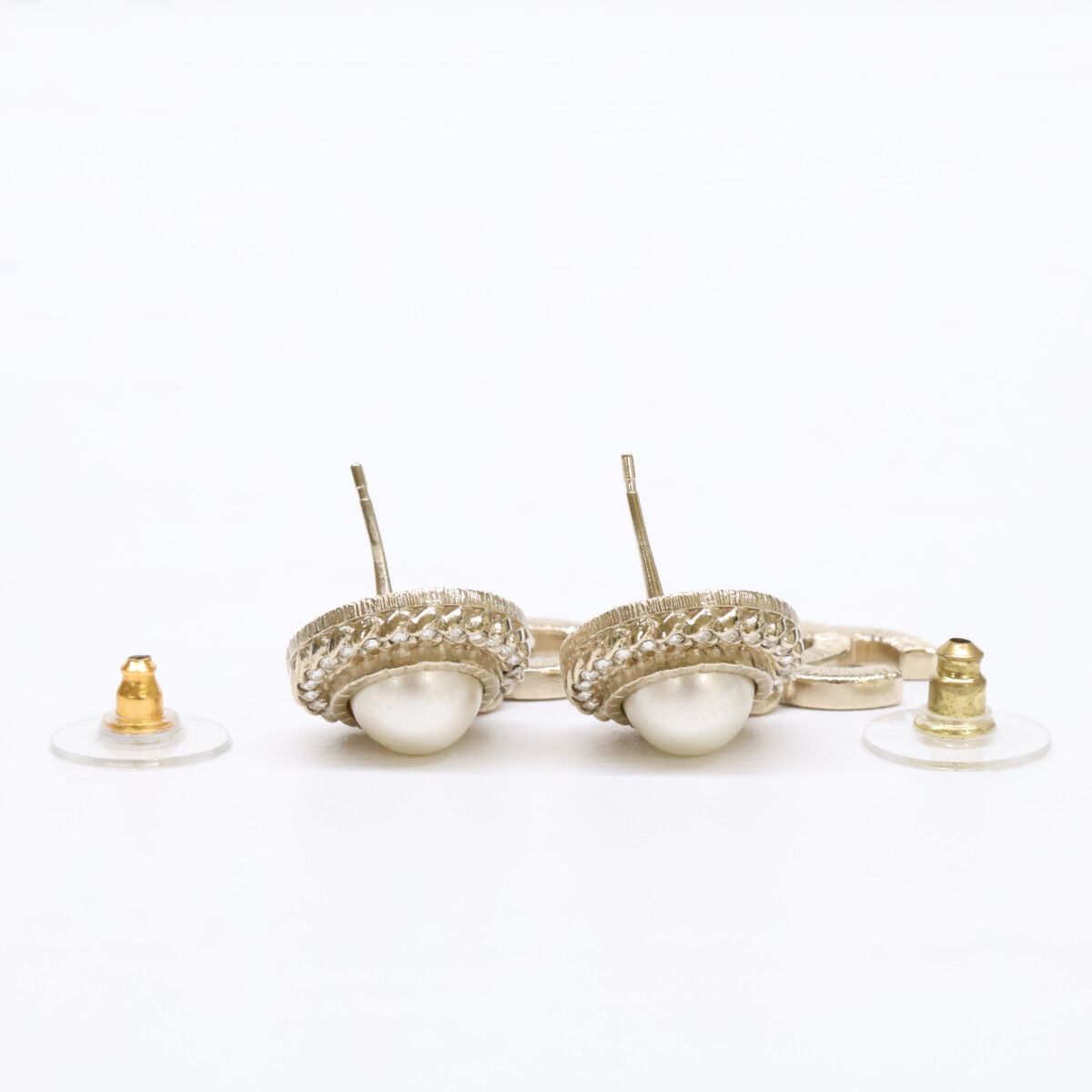Chanel CC Logo Imitation Pearl Rhinestone Earring — view 7