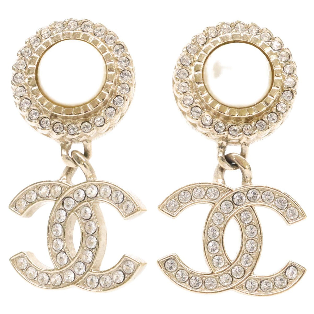 Chanel CC Logo Imitation Pearl Rhinestone Earring