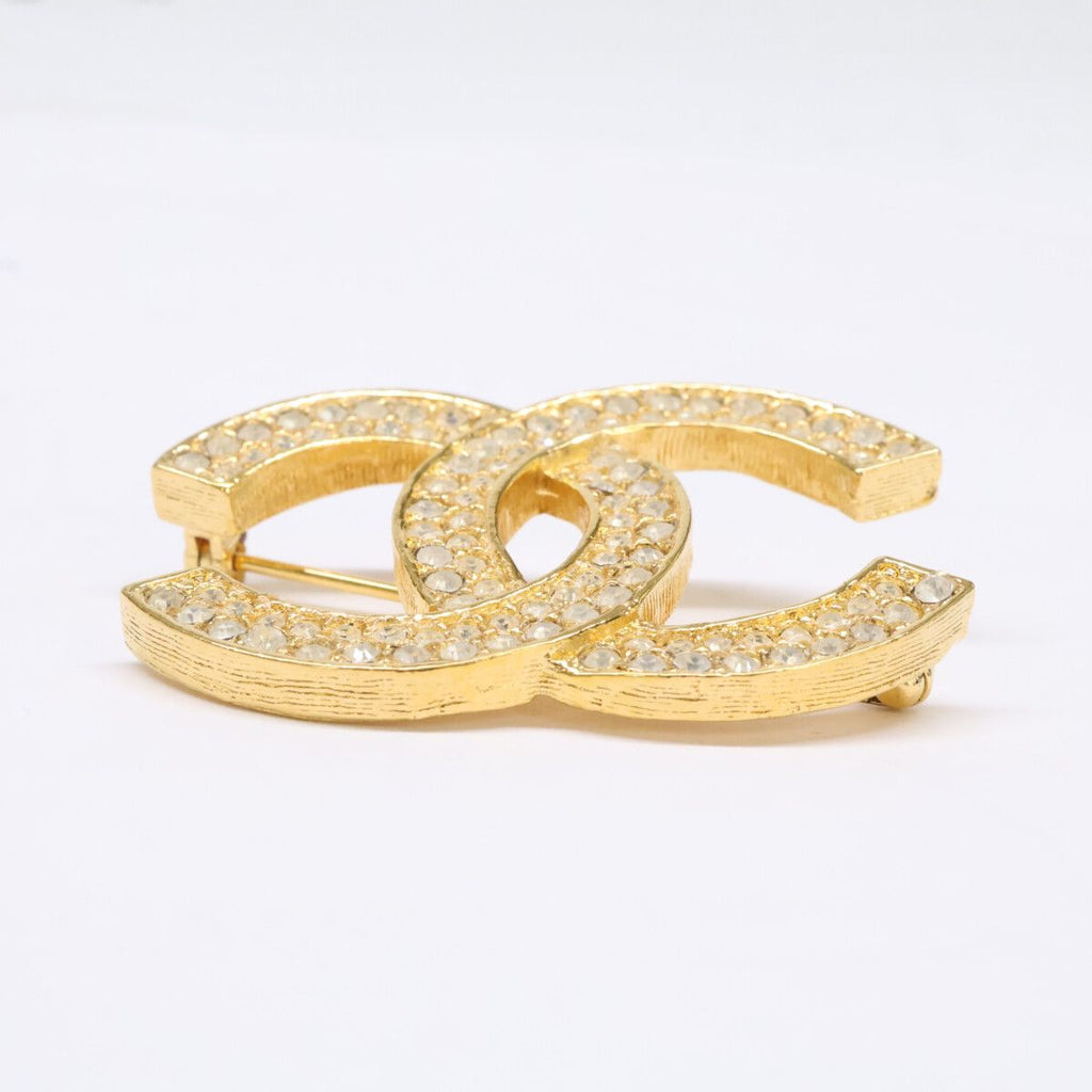 Chanel Vintage CC Logo Rhinestone Brooch — view 3