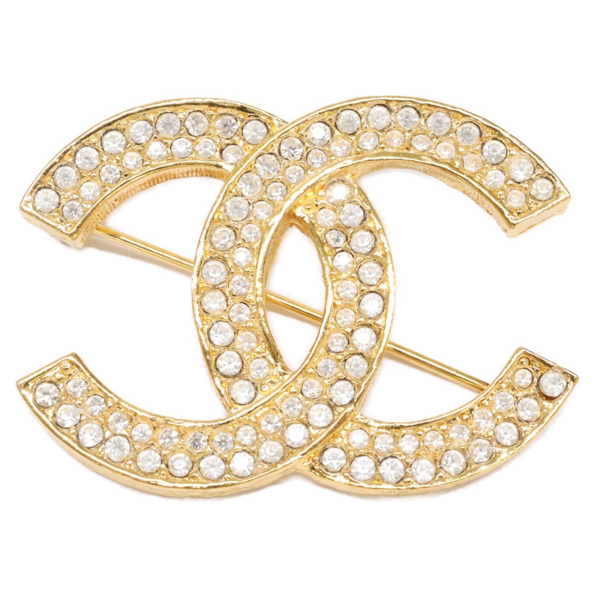 Chanel Vintage CC Logo Rhinestone Brooch