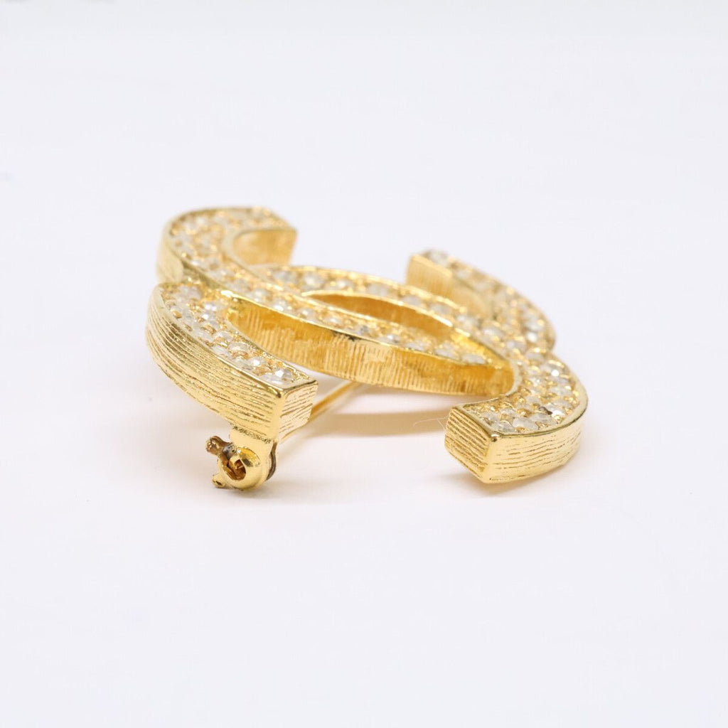 Chanel Vintage CC Logo Rhinestone Brooch — view 4