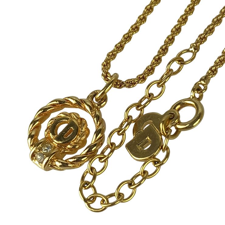 Dior Necklace CD Logo Gold Metal Rhinestone — view 5