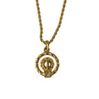 Dior Necklace CD Logo Gold Metal Rhinestone