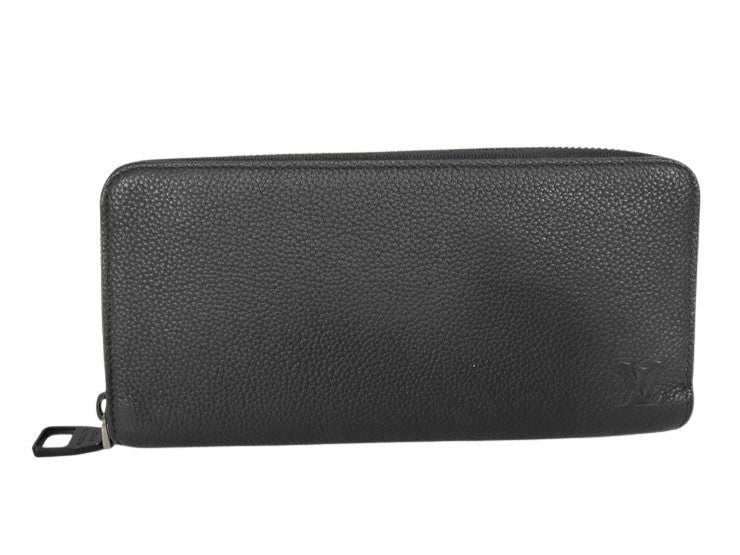 Louis Vuitton Wallet LV Aerogram Zippy Horizontal Black Calf Leather Zip Around