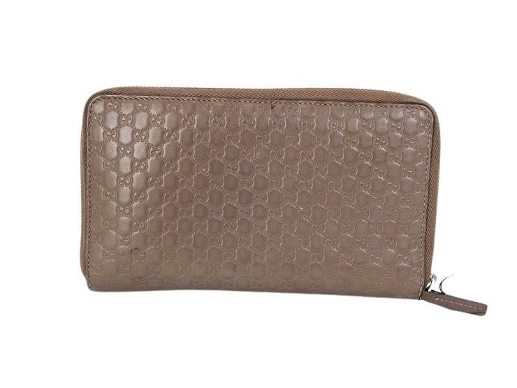 Gucci Wallet Micro Guccissima Travel Document Case Brown Leather Zip Around