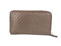 Gucci Wallet Micro Guccissima Travel Document Case Brown Leather Zip Around