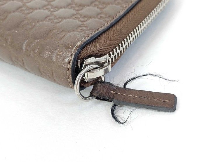 Gucci Wallet Micro Guccissima Travel Document Case Brown Leather Zip Around — view 7