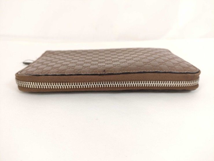Gucci Wallet Micro Guccissima Travel Document Case Brown Leather Zip Around — view 6