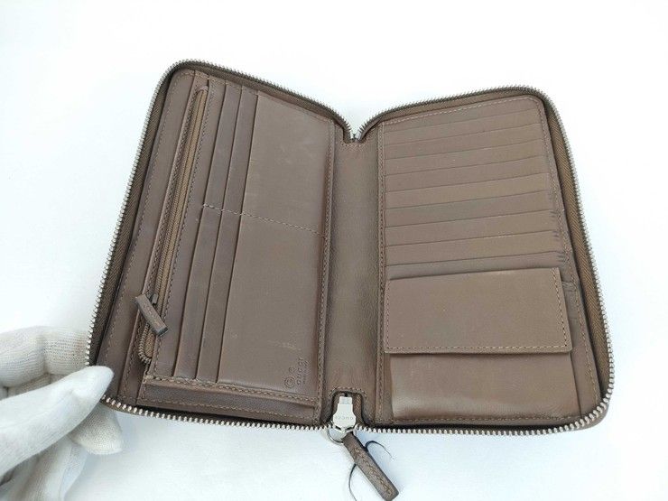 Gucci Wallet Micro Guccissima Travel Document Case Brown Leather Zip Around — view 8