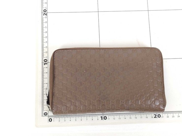 Gucci Wallet Micro Guccissima Travel Document Case Brown Leather Zip Around — view 2