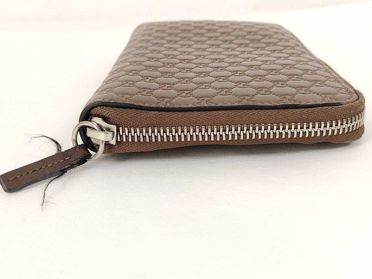 Gucci Wallet Micro Guccissima Travel Document Case Brown Leather Zip Around — view 5