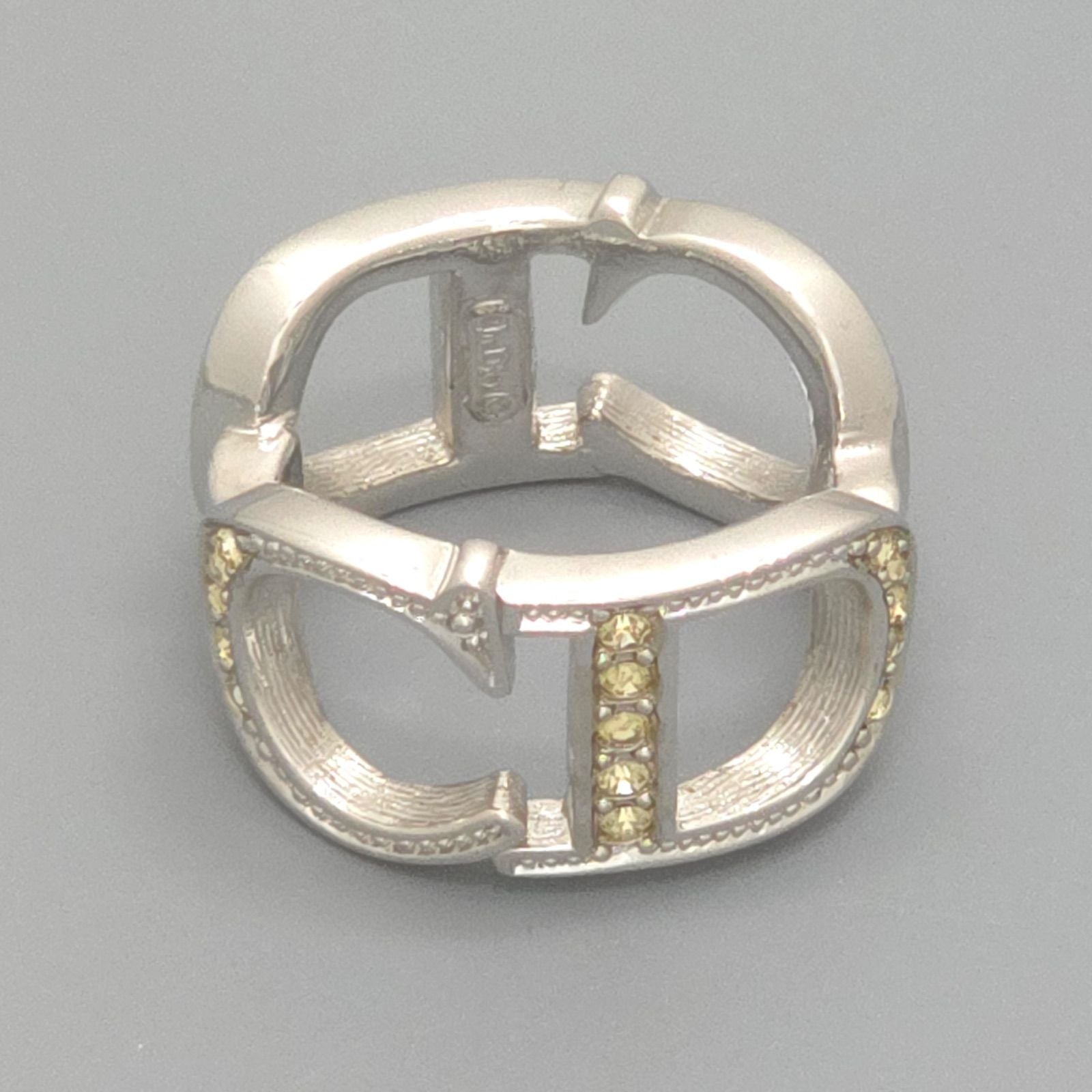 Dior CD Signature Scarf Ring Rhinestone Silver — view 2