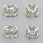 Dior CD Signature Scarf Ring Rhinestone Silver