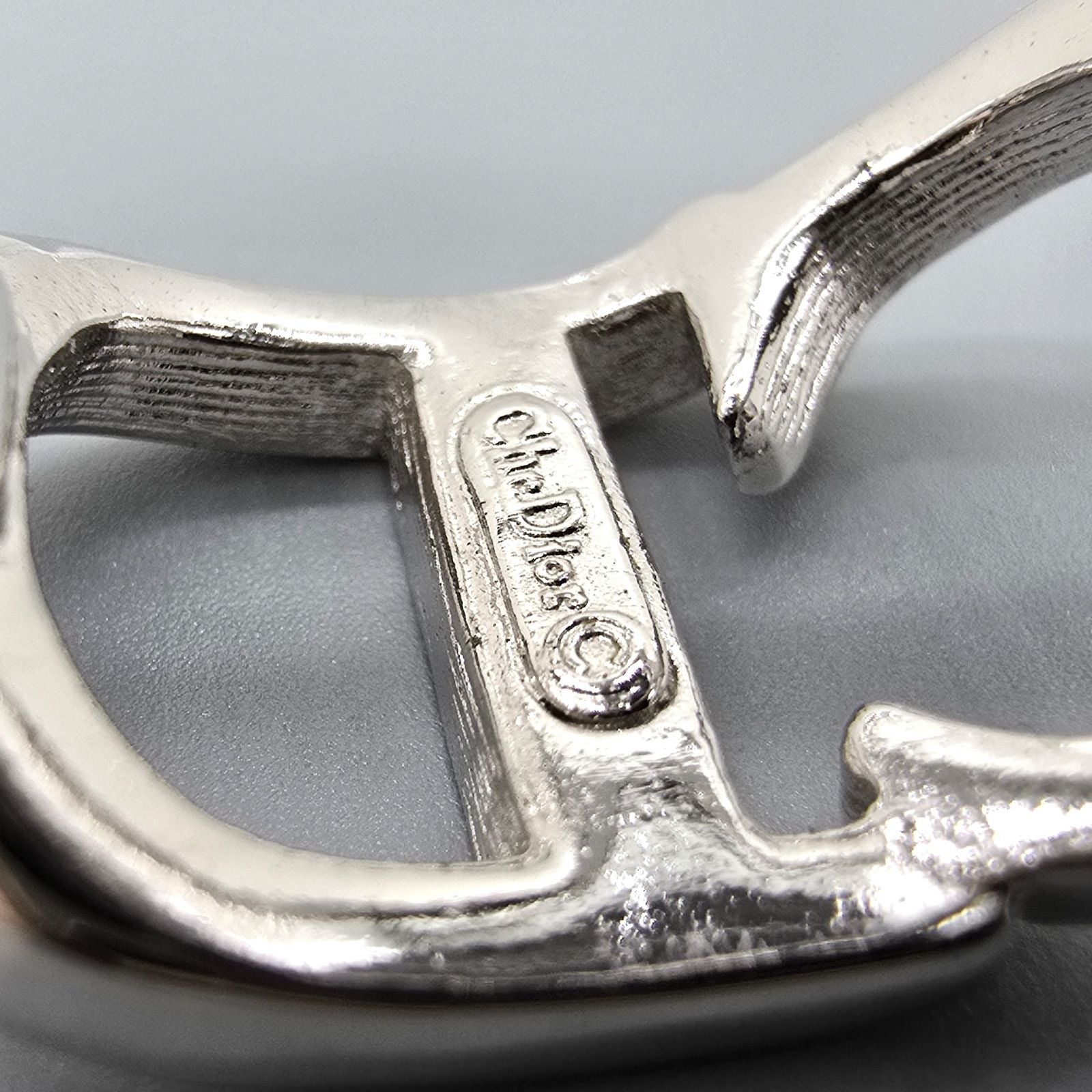 Dior CD Signature Scarf Ring Rhinestone Silver — view 4