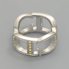 Dior CD Signature Scarf Ring Rhinestone Silver — view 3
