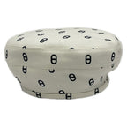 Hermes Hat 56 White Black Beret Saint Honore Chaine D'ancre Pattern Cotton
