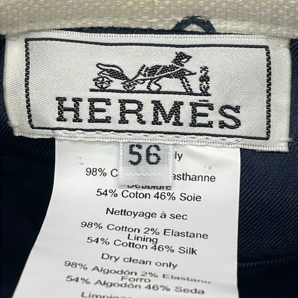 Hermes Hat 56 White Black Beret Saint Honore Chaine D'ancre Pattern Cotton — view 5
