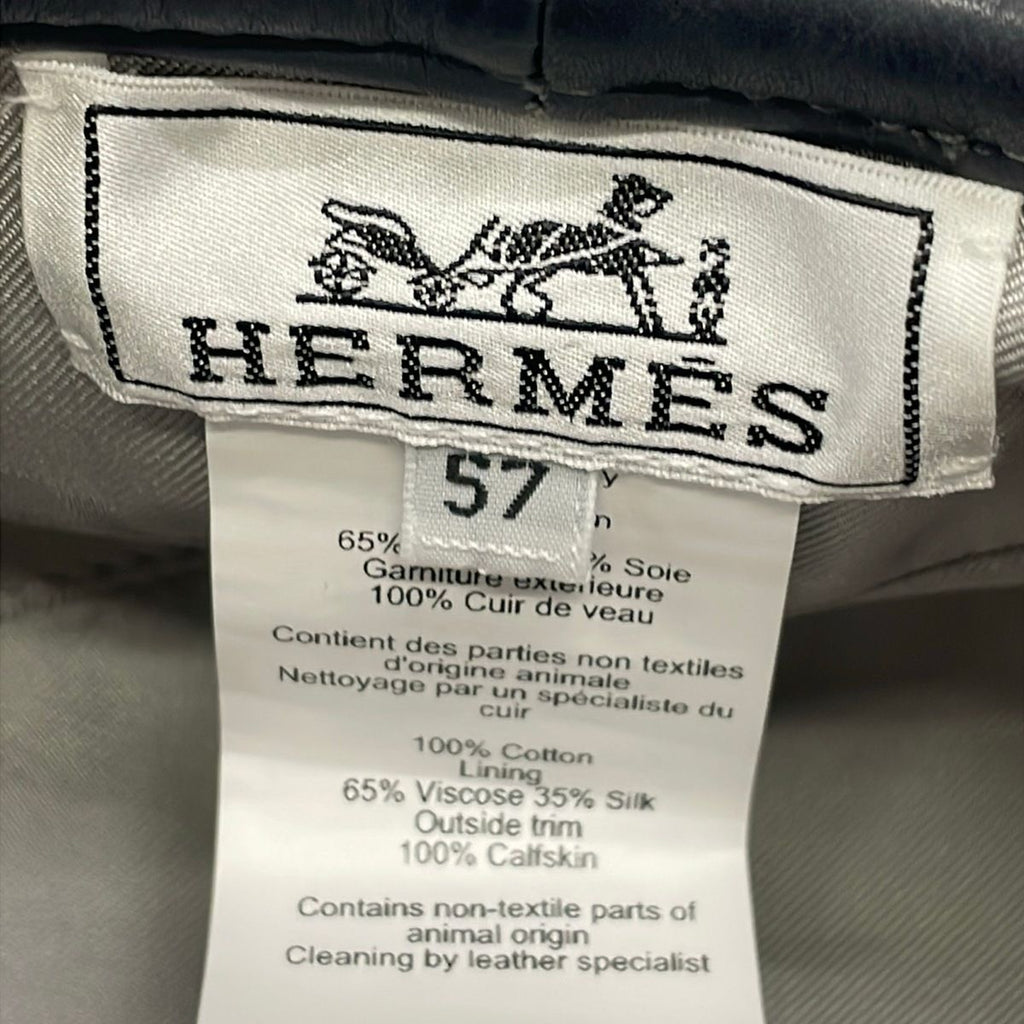 Hermes Hat 57 Gray Dark Beret Saint Honore Series Leather — view 5