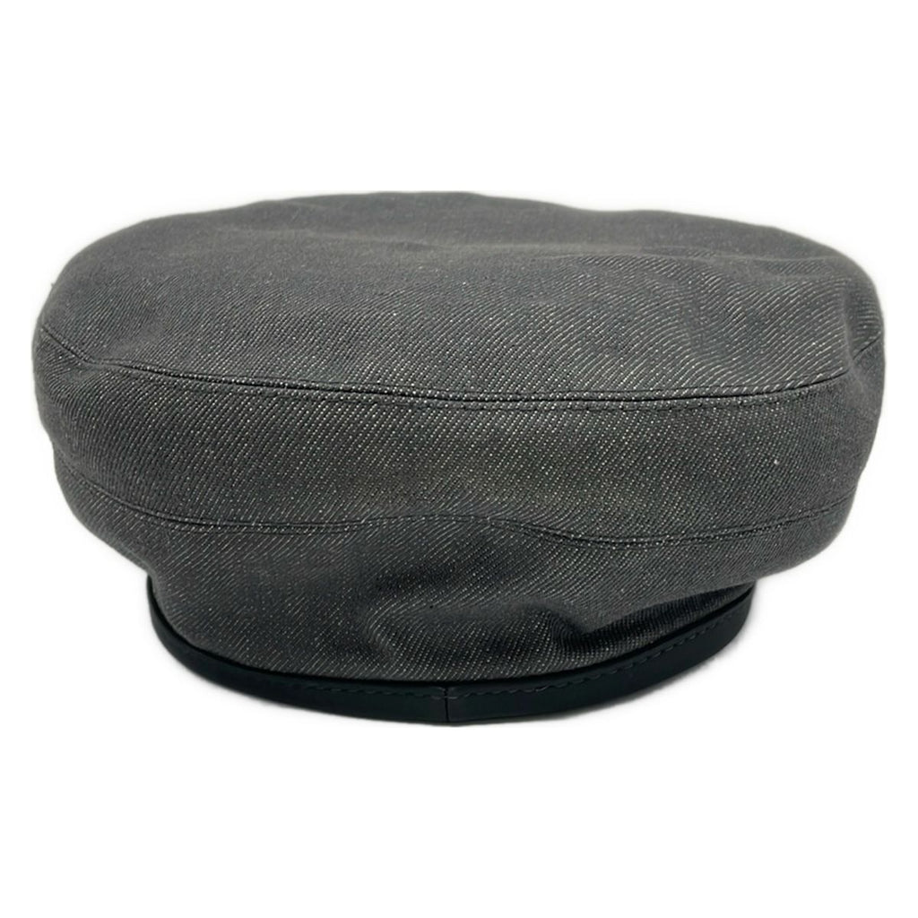 Hermes Hat 57 Gray Dark Beret Saint Honore Series Leather — view 3