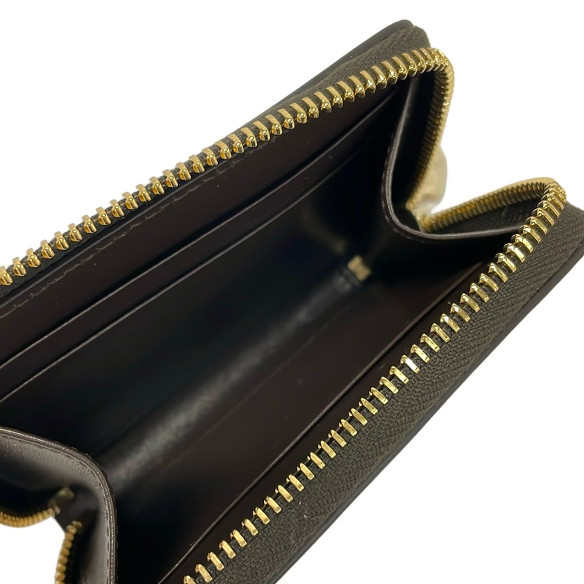 Gucci Coin Case GG Pattern Beige Dark Brown Zip Around Leather — view 3
