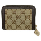 Gucci Coin Case GG Pattern Beige Dark Brown Zip Around Leather — view 2