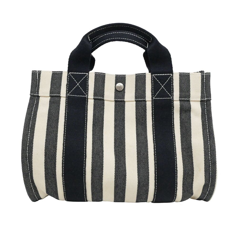 Hermes Cannes PM Black Canvas Silver Tote