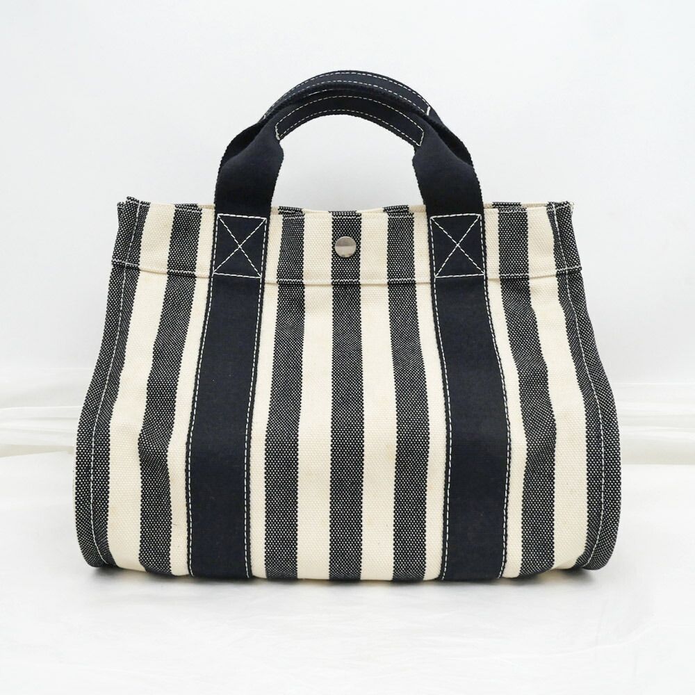 Hermes Cannes PM Black Canvas Silver Tote — view 2