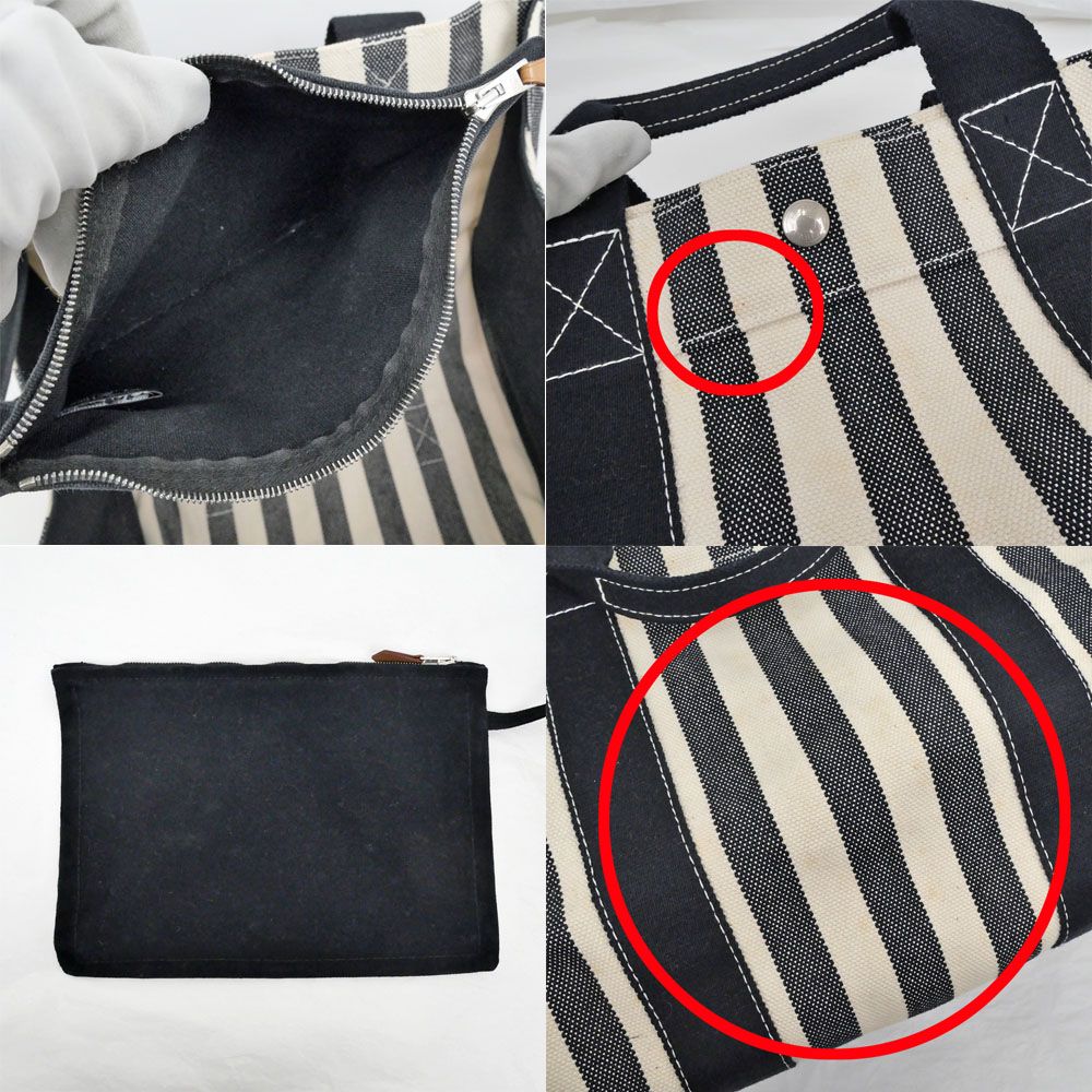 Hermes Cannes PM Black Canvas Silver Tote — view 6