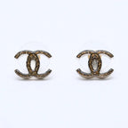Chanel Earrings Slim CC Logo Marble Pattern Gold Black 10 One Side CC Chain 10c