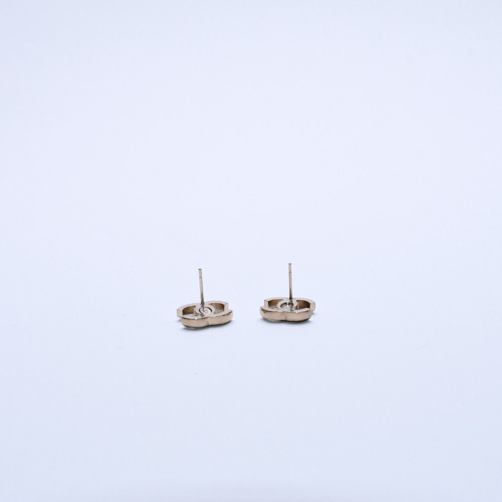 Chanel Earrings Slim CC Logo Marble Pattern Gold Black 10 One Side CC Chain 10c — view 6