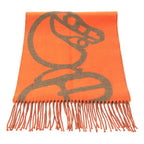 Hermes Cashmere Book le Camaille Fringed Shawl Brown Orange Scarf — view 3