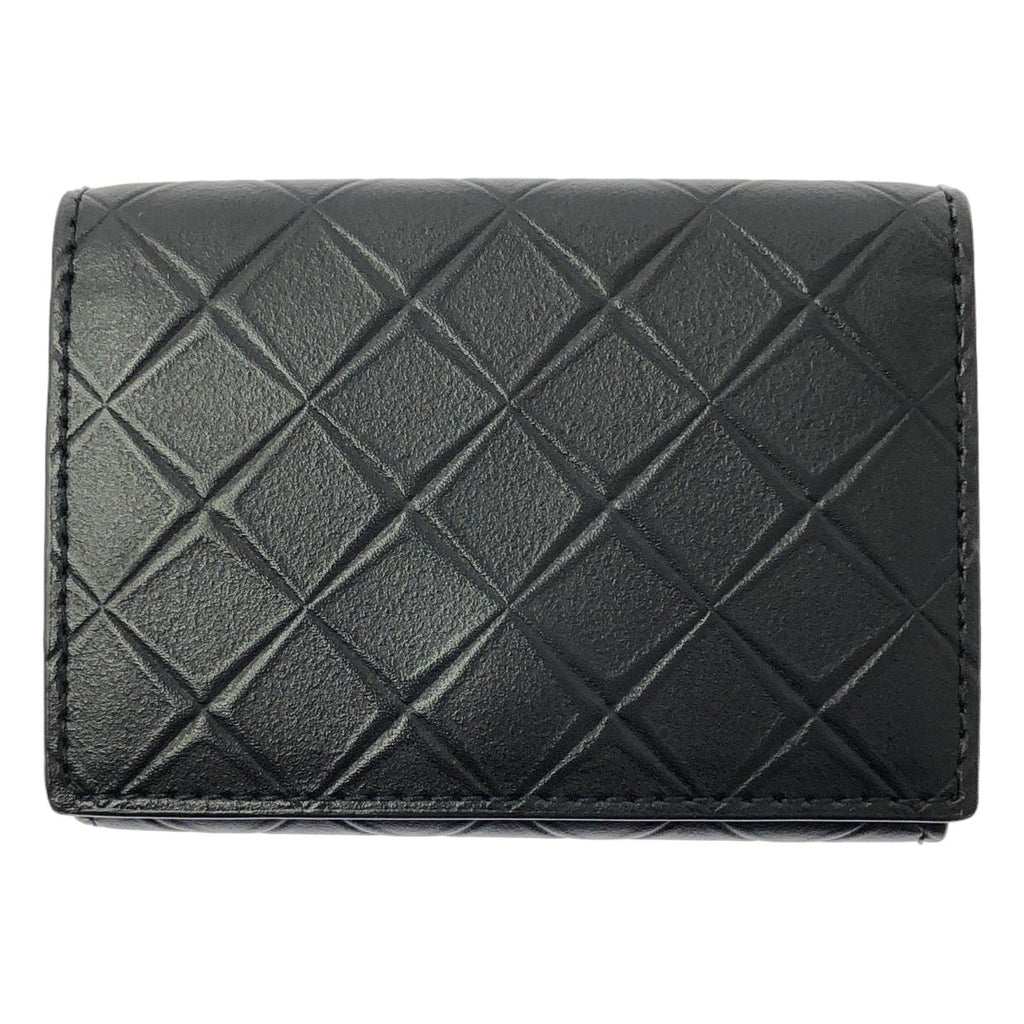 Bottega Veneta Leather Embossed Intrecciato Compact Wallet Black