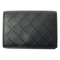 Bottega Veneta Leather Embossed Intrecciato Compact Wallet Black