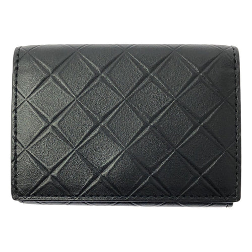 Bottega Veneta Leather Embossed Intrecciato Compact Wallet Black
