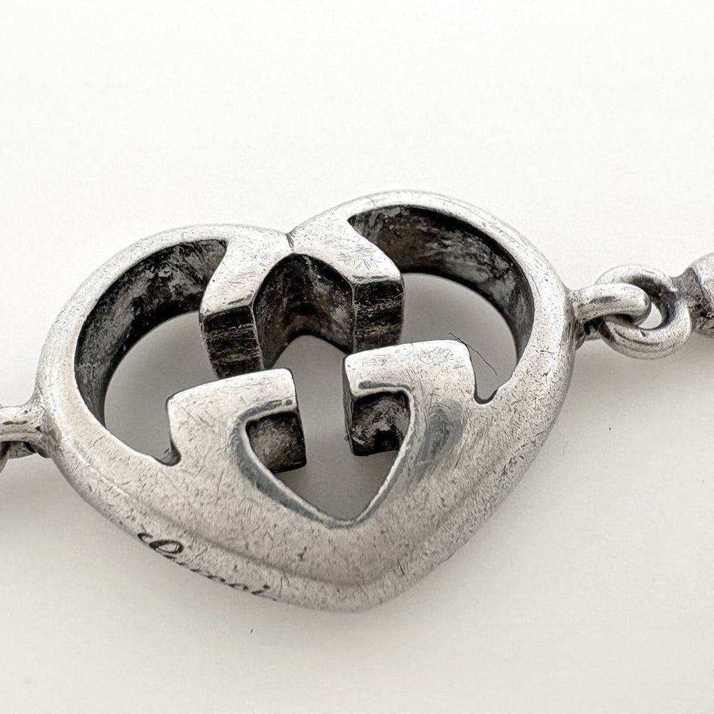 Gucci Heart Motif Bracelet GG Logo Silver — view 4