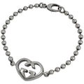 Gucci Heart Motif Bracelet GG Logo Silver