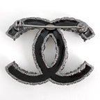 Chanel CC Logo Brooch Silver Plated Black — view 2