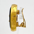 Chanel CC Logo Color Stone Earrings Gripoix Gold Plated Green — view 2