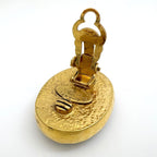 Chanel CC Logo Color Stone Earrings Gripoix Gold Plated Green — view 3