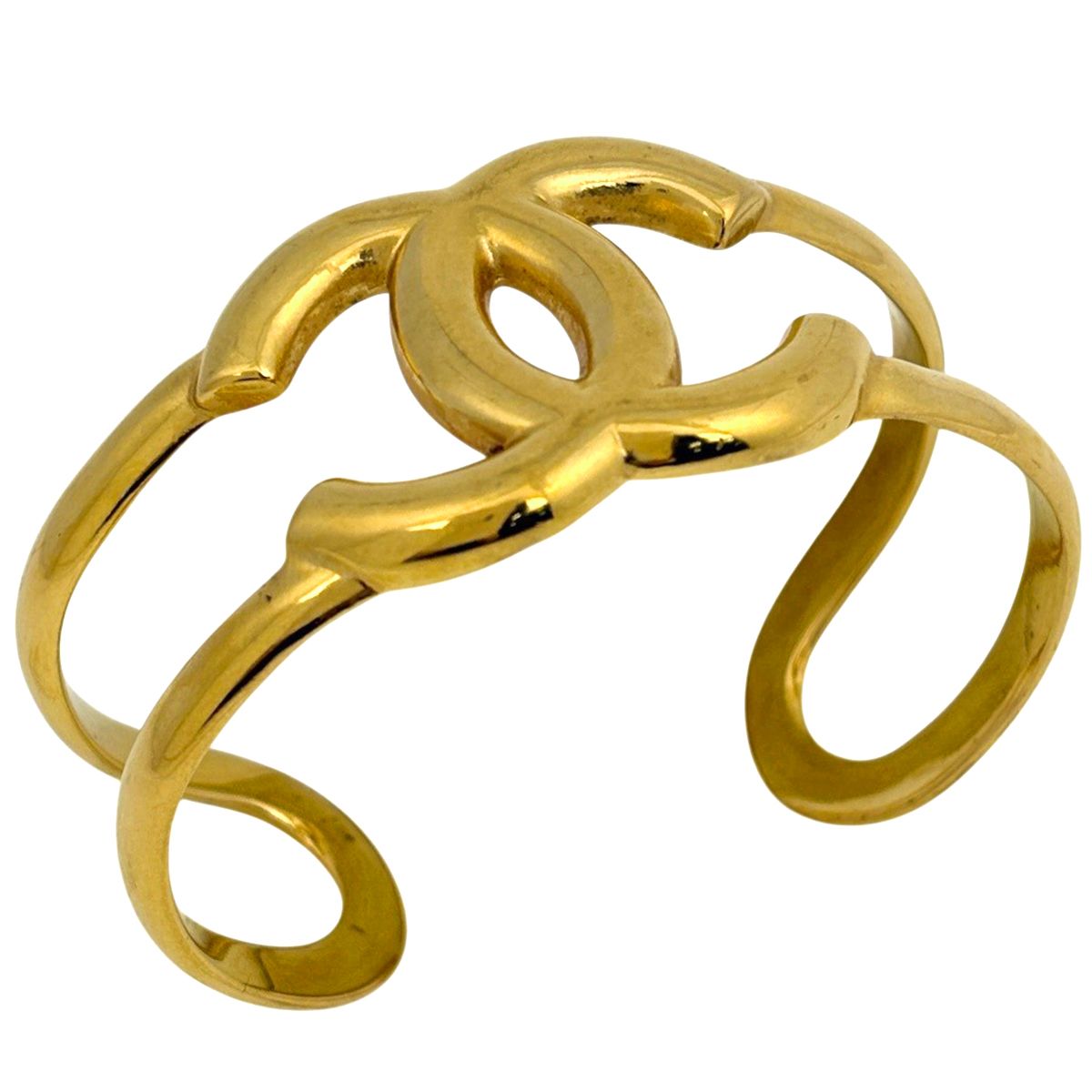 Chanel CC Logo Bangle Gold Plated Bracelet