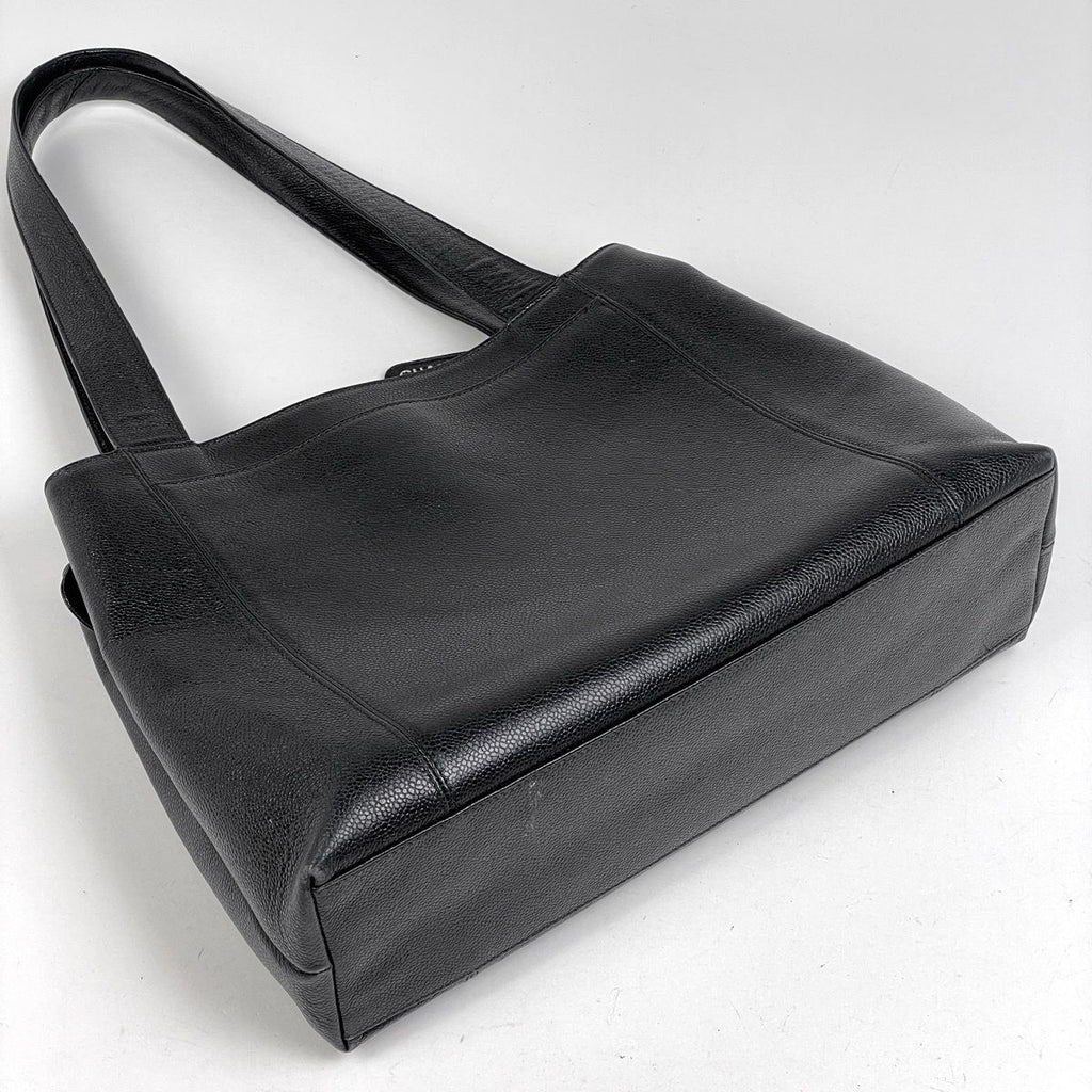 Chanel Logo Tote Shoulder Bag Caviar Leather Black — view 2