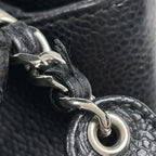 Chanel Logo Tote Shoulder Bag Caviar Leather Black — view 7