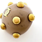 Chanel CC Logo Round Earrings CC Mark Studs Plastic Beige — view 4