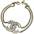 Chanel CC Logo Chain Bracelet Rhinestone Gold Plated