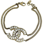 Chanel CC Logo Chain Bracelet Rhinestone Gold Plated