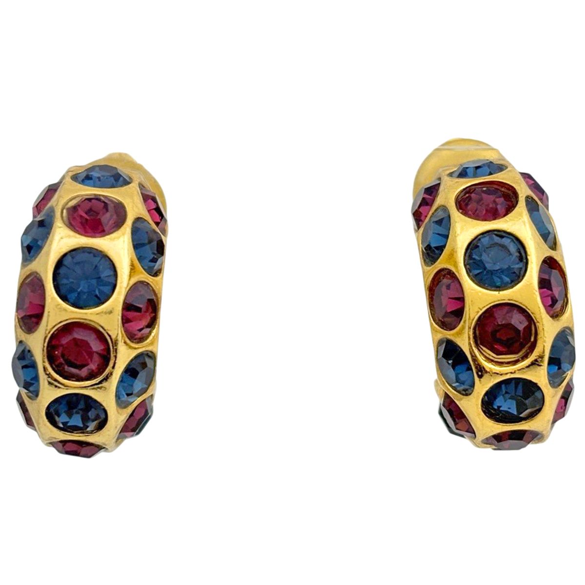 Dior Color Stone Earrings Gold Plated